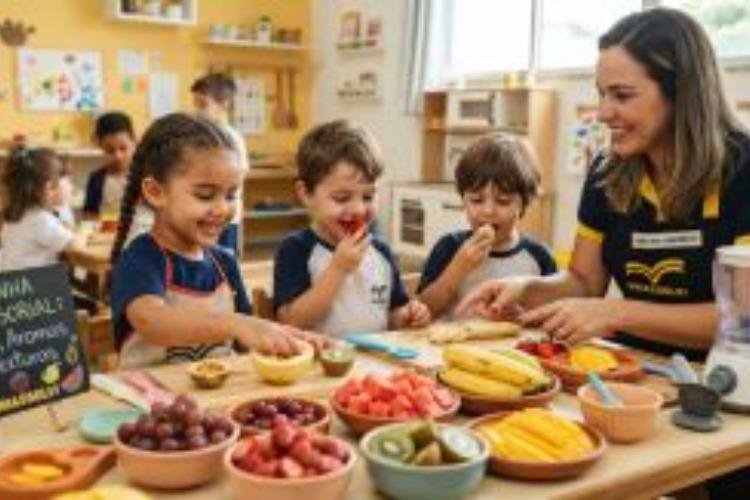 Cozinha sensorial para crianças: frutas despertam curiosidade, mas aceitação leva tempo