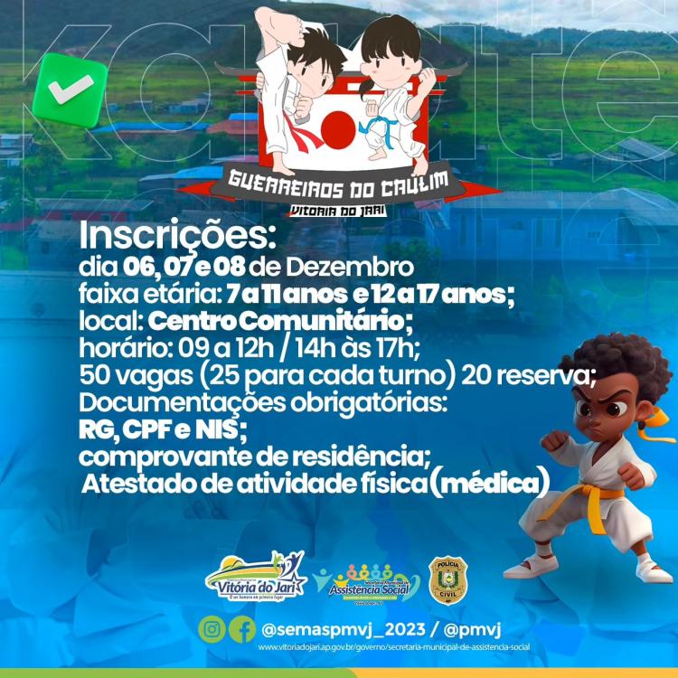 Projeto Guerreiros do Crulim abre inscrições para crianças e adolescentes