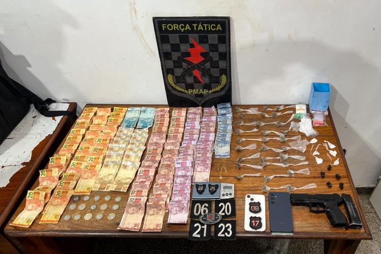 Força Tática prende integrante de facção criminosa com drogas e simulacro no Jardim Felicidade, em Macapá