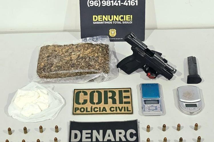 Em Macapá, Polícia Civil prende homem em flagrante por tráfico de drogas, posse ilegal de arma de fogo e resistência