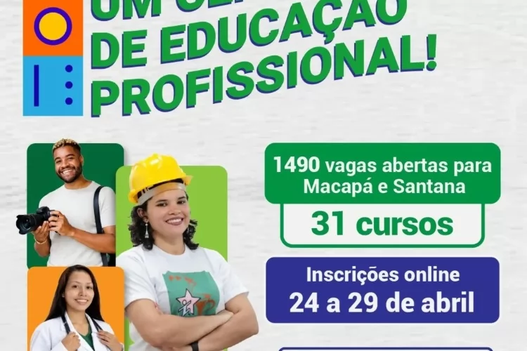 1490 vagas para cursos profissionalizantes gratuitos no Amapá
