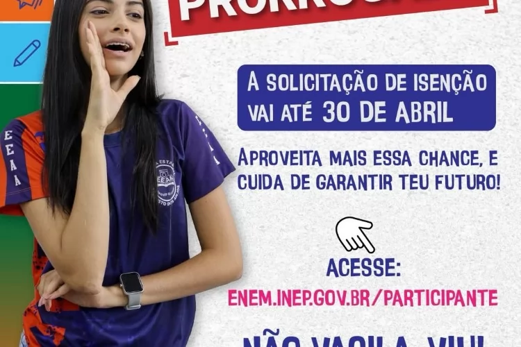 Prazo prorrogado para solicitação da isenção do Enem