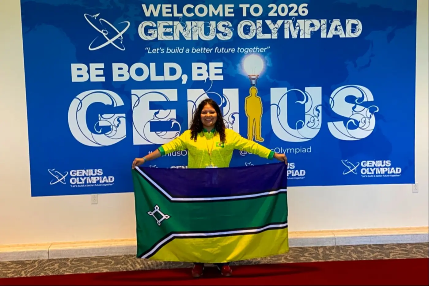 Estudante da rede pública do Amapá discursa na abertura da Genius Olimpiad, nos Estados Unidos