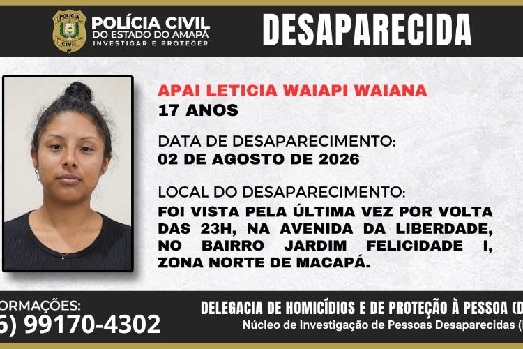 Polícia Civil pede colaboração da população para localizar adolescente desaparecida