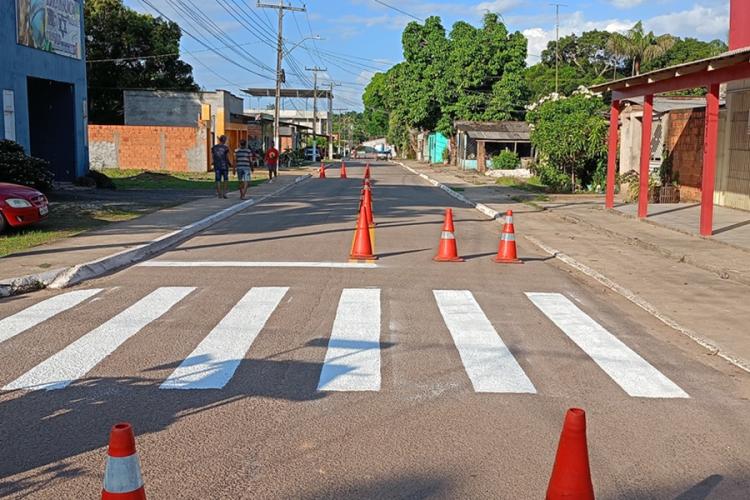 Mazagão recebe serviços de sinalização viária