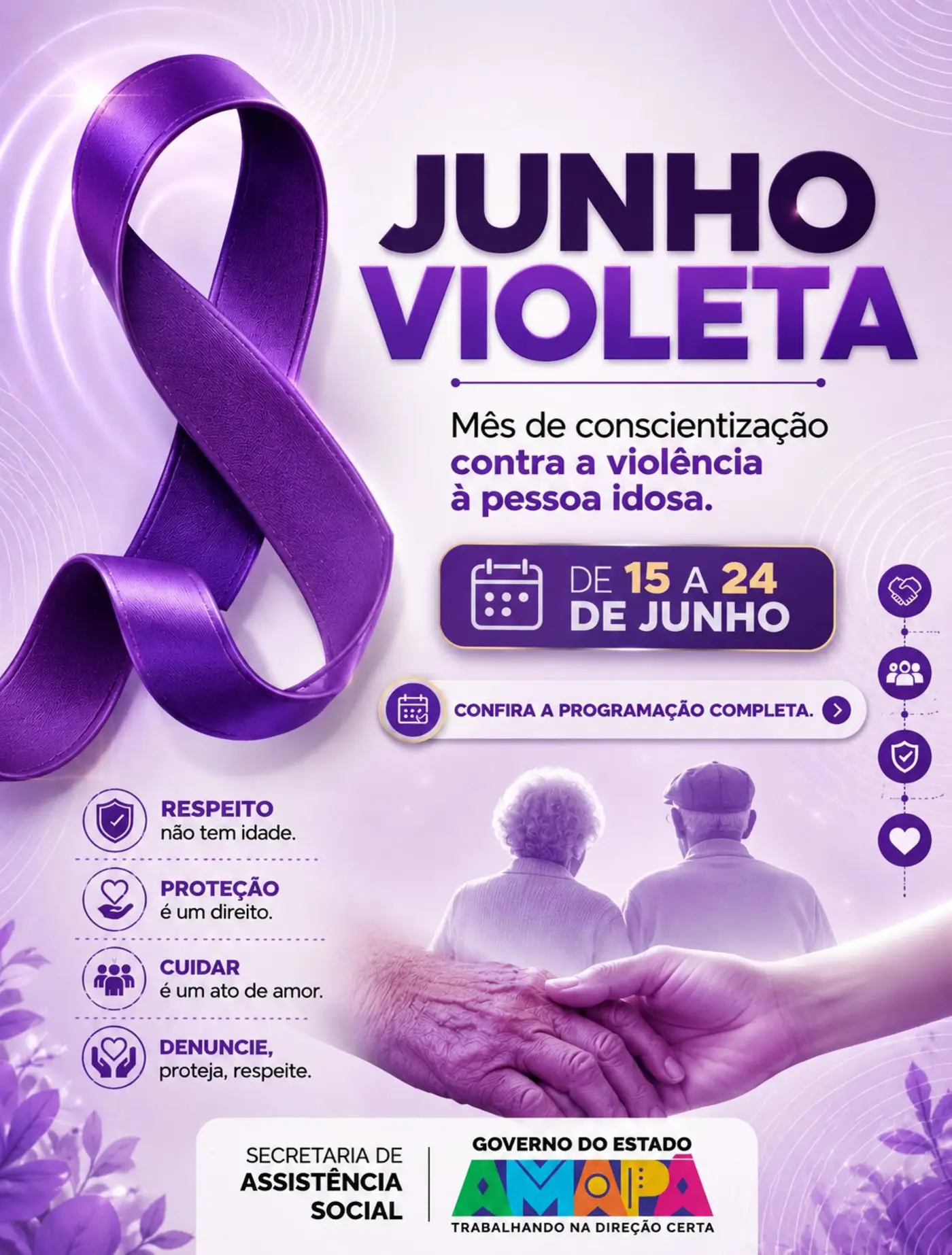 Seas promove programação especial do Junho Violeta para fortalecer a proteção da pessoa idosa no Amapá